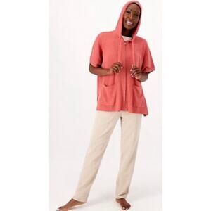 Barefoot Dreams CozyChic Ultra Lite Ribbed Zip Up Poncho Sweater, Size L/ XL